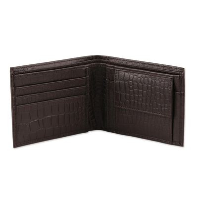 Men's leather wallet, 'Sleek Style' - Men's Brown Leather Wallet from India