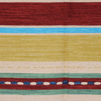 Hand-woven wool area rug, 'Across the Universe' (4 x 6) - Hand-Woven Wool Area Rug with Striped Pattern (4 x 6)