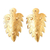 Aluminum incense holders, 'Golden Elephant' (pair) - Gold-Toned Leaf Shaped Incense Holders (Pair)