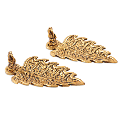 Aluminum incense holders, 'Golden Ganesha' (pair) - Gold-Toned Ganesha Themed Incense Holders (Pair)