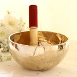 Brass meditation bowl, 'Serene Play' (7 inches) - Artisan Crafted Brass Singing Bowl (7 inch)