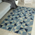 Hand-woven wool area rug, 'Blue Triangle' (4 x 6) - Blue Wool Area Rug with Cotton Warp (4 x 6)