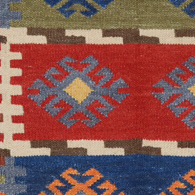 Hand-woven wool area rug, 'Our Story' (3 x 5) - Handwoven Wool Area Rug with Cotton Warp (3 x 5)