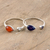 Multi-gemstone wrap rings, 'Dusk to Dawn' (pair) - Hand Made Amethyst and Carnelian Wrap Rings (Pair) (image 2) thumbail