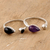 Multi-gemstone wrap rings, 'Magic Elixir' (pair) - Handmade Amethyst and Black Onyx Wrap Rings (Pair) (image 2) thumbail