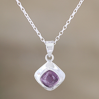 Amethyst pendant necklace, 'Berry Delight' - Handcrafted Amethyst and Sterling Silver Pendant Necklace
