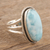 Larimar single stone ring, 'Piece of Sky' - Hand Made Larimar and Sterling Silver Single Stone Ring