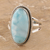 Larimar single stone ring, 'Piece of Sky' - Hand Made Larimar and Sterling Silver Single Stone Ring