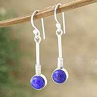 Pendientes colgantes de lapislázuli, 'Pensamientos azules' - Pendientes colgantes de lapislázuli y plata de ley