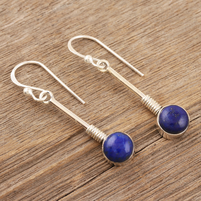 Lapis lazuli dangle earrings, 'Blue Thoughts' - Lapis Lazuli and Sterling Silver Dangle Earrings