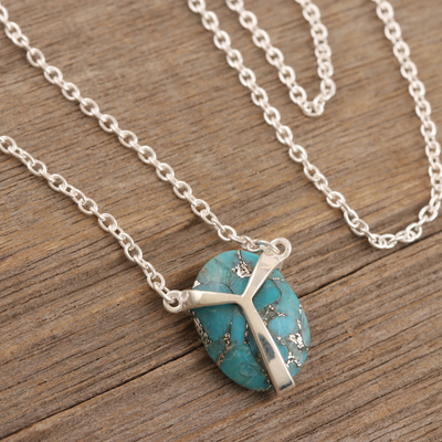 Sterling silver pendant necklace, 'Modern Scarab' - Artisan Crafted Sterling Silver Pendant Necklace