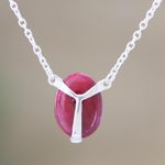 Ruby pendant necklace, 'Air Kiss in Pink' - Hand Crafted Ruby and Sterling Silver Pendant Necklace