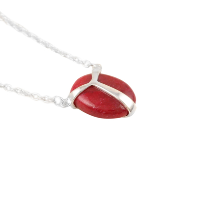 Ruby pendant necklace, 'Air Kiss in Pink' - Hand Crafted Ruby and Sterling Silver Pendant Necklace