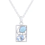 Larimar and blue topaz pendant necklace, 'Sweet Companions' - Larimar and Blue Topaz Pendant Necklace from India