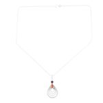 Garnet and carnelian pendant necklace, 'Radiate in Red' - Hand Made Garnet and Carnelian Pendant Necklace