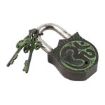 Brass lock and key set, 'Ganesha's Treasure' (3 pieces) - Brass Lock and Key Set with Antique Finish (3 Pieces)