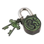 Brass lock and key set, 'Lakshmi's Treasure' (3 pieces) - Hand Crafted Brass Lock and Key Set (3 Pieces)