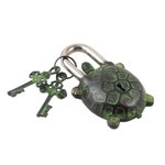 Brass lock and key set, 'Turtle's Treasure' (3 pieces) - Brass Lock and Key Set with Turtle Motif (3 Pieces)
