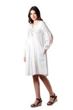 Embroidered cotton midi dress, 'Spring Sonata' - Artisan Embroidered Cotton Dress