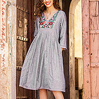 Embroidered cotton babydoll dress, Kajili