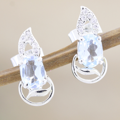 Blue topaz drop earrings, 'Into the Mystic' - Indian Blue Topaz Drop Earrings