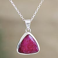 Ruby pendant necklace, 'Illuminated in Love'