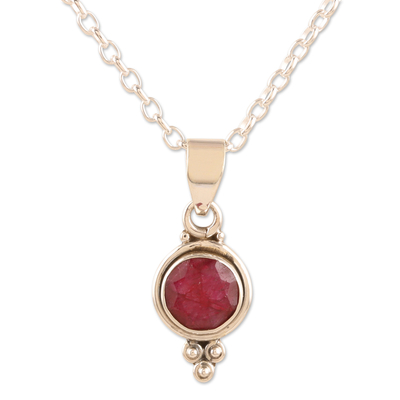 Hand Crafted Ruby and Sterling Silver Pendant Necklace