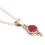 Ruby pendant necklace, 'Air Bubble in Pink' - Hand Crafted Ruby and Sterling Silver Pendant Necklace