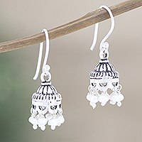 Cultured pearl dangle earrings, 'Safe Haven' - Cultured Pearl and Sterling Silver Dangle Earrings