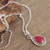 Ruby pendant necklace, 'Halo Effect in Pink' - Handmade Ruby and Sterling Silver Pendant Necklace thumbail