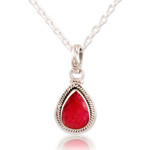 Ruby pendant necklace, 'Captivating' - Handmade Ruby and Sterling Silver Pendant Necklace