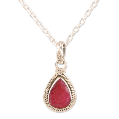Handmade Ruby and Sterling Silver Pendant Necklace