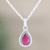 Ruby pendant necklace, 'Halo Effect in Pink' - Handmade Ruby and Sterling Silver Pendant Necklace (image 2b) thumbail