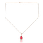 Ruby pendant necklace, 'Captivating' - Handmade Ruby and Sterling Silver Pendant Necklace