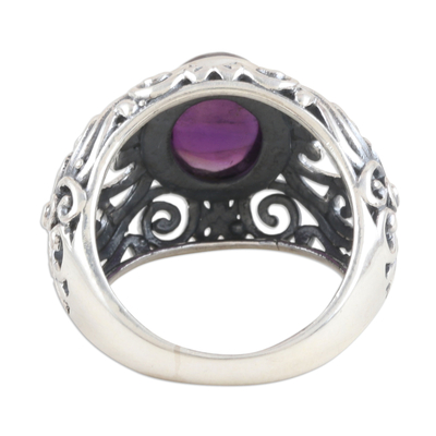 Amethyst domed ring, 'Psychic Force' - Hand Made Amethyst and Sterling Silver Domed Ring