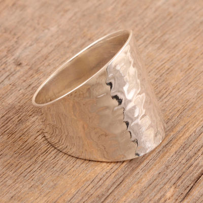 Sterling silver band ring, 'Far Future' - Artisan Crafted Sterling Silver Band Ring from India