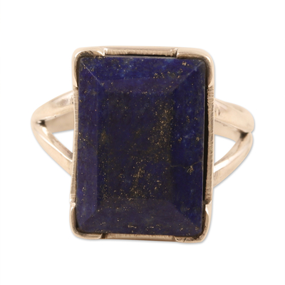 Indian Lapis Lazuli and Sterling Silver Single Stone Ring