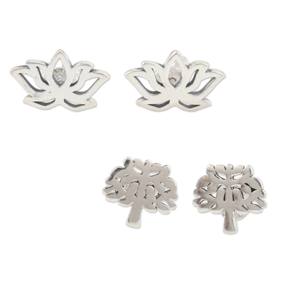 Floral and Tree Themed Stud Earrings (Pair)