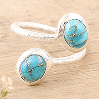 Sterling silver wrap ring, 'Charismatic Blue' - Composite Turquoise Wrap Ring