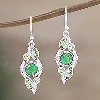 Peridot dangle earrings, 'Green Tea'