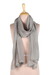 Embroidered cotton and silk blend shawl, 'Grey Gossamer' - Sheer Cotton and Silk Blend Shawl (image 2a) thumbail