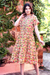 Hand-embroidered cotton fit & flare dress, 'Indian Tea' - Cotton Fit & Flare Dress with Kantha Stitching (image 2) thumbail