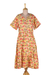 Hand-embroidered cotton fit & flare dress, 'Indian Tea' - Cotton Fit & Flare Dress with Kantha Stitching (image 2e) thumbail