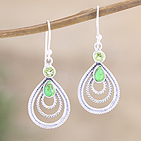 Peridot dangle earrings, 'Radiate in Green'