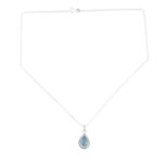 Chalcedony pendant necklace, 'Halo Effect in Blue' - Indian Chalcedony and Sterling Silver Pendant Necklace