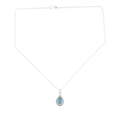Indian Chalcedony and Sterling Silver Pendant Necklace