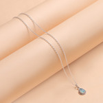 Chalcedony pendant necklace, 'Halo Effect in Blue' - Indian Chalcedony and Sterling Silver Pendant Necklace