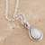 Rainbow moonstone pendant necklace, 'Halo Effect in White' - Rainbow Moonstone and Sterling Silver Pendant Necklace (image 2b) thumbail