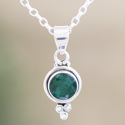 Emerald pendant necklace, Air Bubble in Green