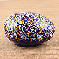 Papier mache egg box, 'Purple Chinar Foliage' (4.5 inch)